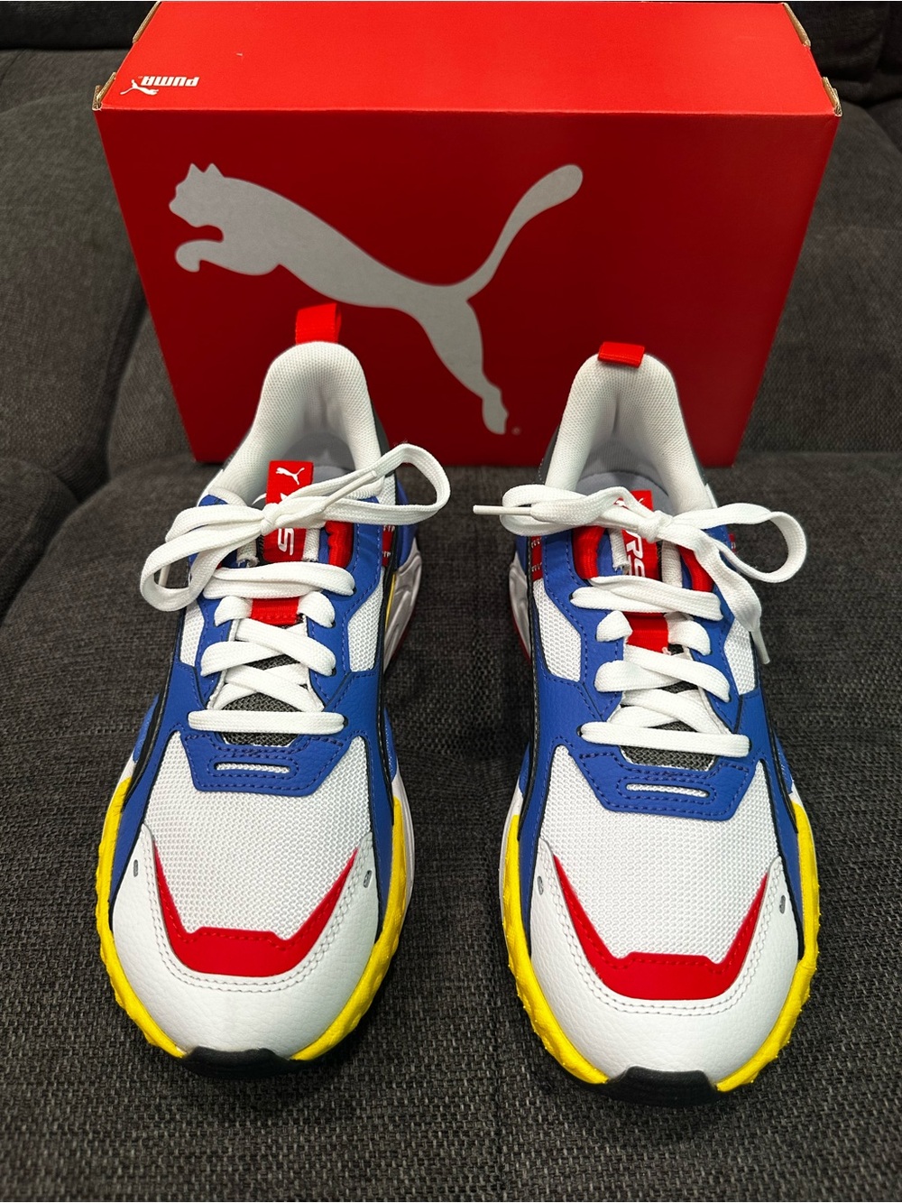 Puma Kids' Multi Color Unisex White Blue Red Athletic Sneakers Boys Size 5